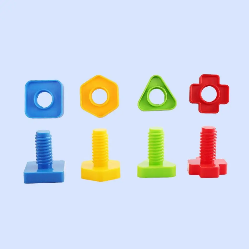 Blocchi di costruzione a vite educativi Forma di vite Blocchi di inserti in plastica colorata Regalo di giocattoli a forma di dado di medie dimensioni in plastica
