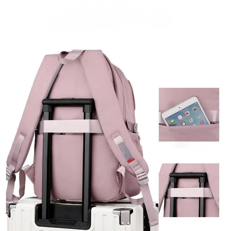 Y2K English Backpacks Girl Animal Casual Splicing Buckle Color Backpacks High Capacity Student 16 Inch Air Cushion Backpacks New