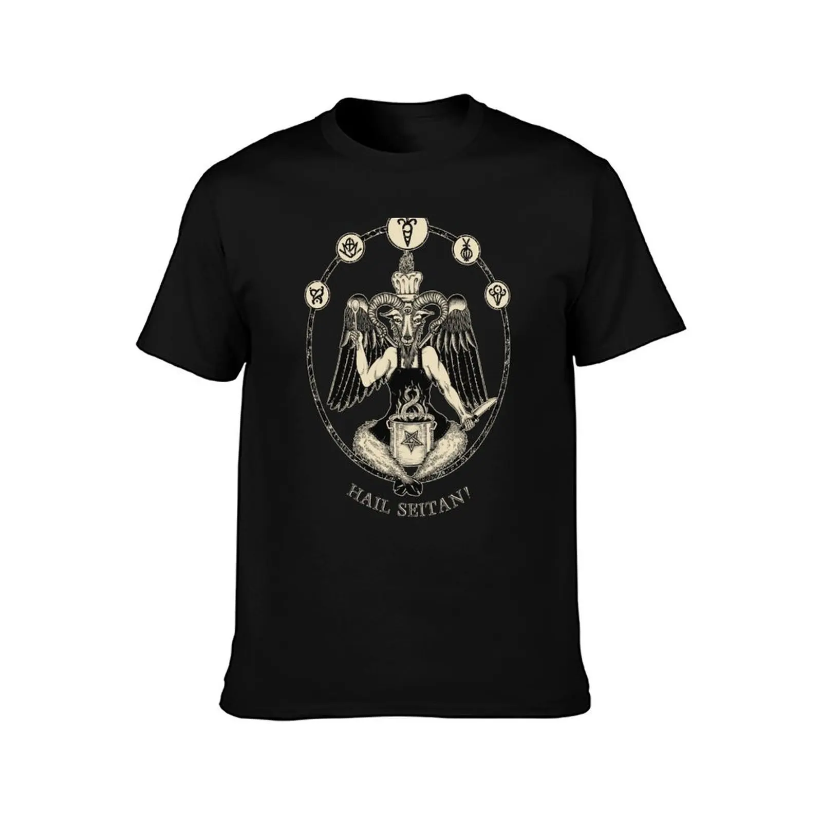 Vegan Chef Baphomet: Hail Seitan! T-Shirt oversized graphic tee graphic tee shirt shirts men