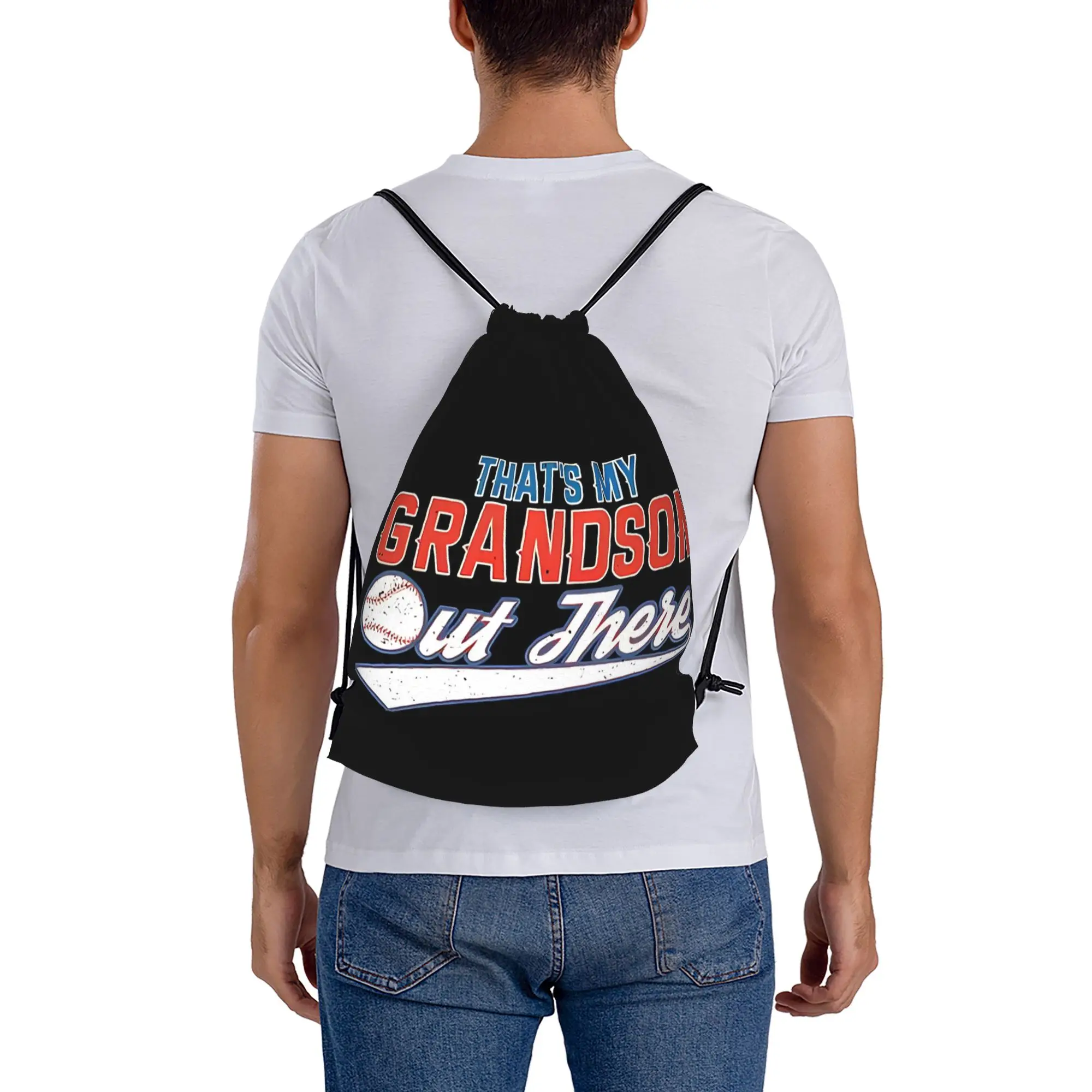 

Многофункциональный рюкзак-мешок с принтом "Baseball That's My Grandson Out There" для мужчин, женщин и подростков, дорожная сумка на шнурке для хранения вещей