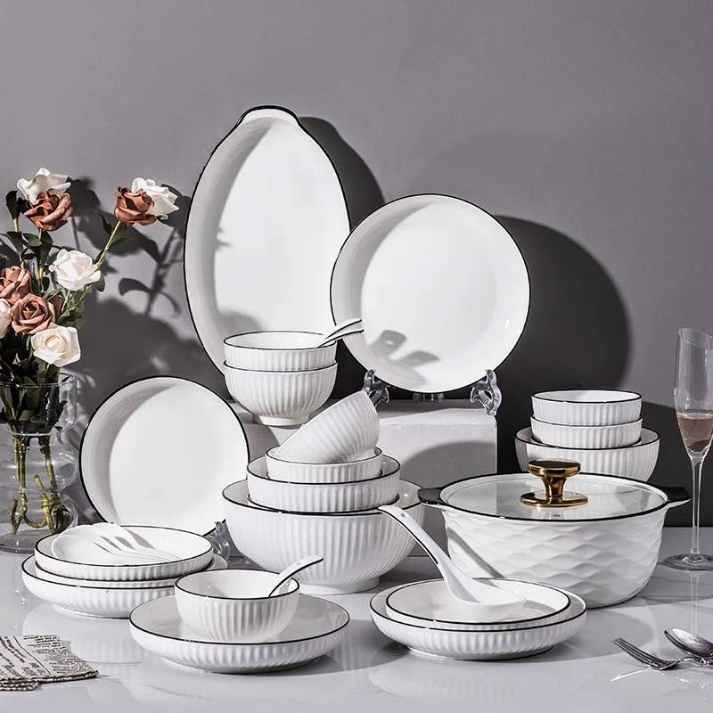 High-Value Stoneware Dinner Plates, 7-inch Glazed Ceramic Rice/Soup/Pasta Dish with Thickened Design