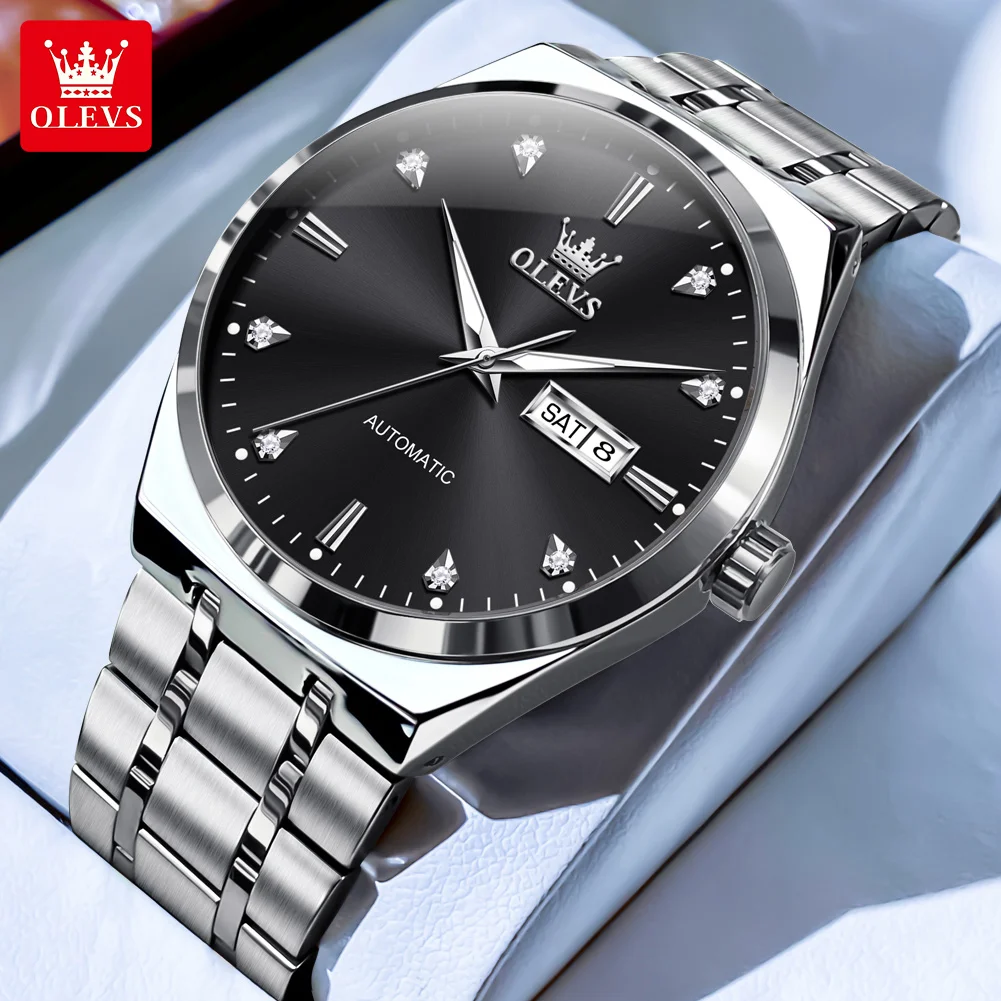 

OLEVS Top Brand Luxury Original Mechanical Watches Stainless Steel Waterproof Luminous Week Date Automatic Business Men's Watch