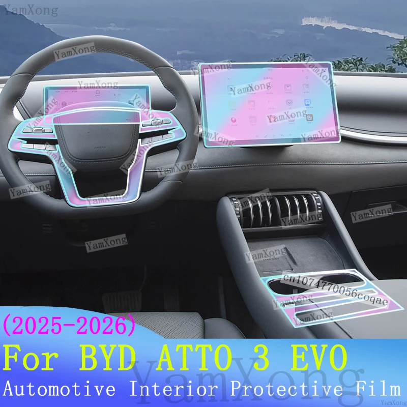 Car Dashboard Navigation screen Protection interior Kit scratch Sticker For BYD ATTO 3 EVO EV  Center Panel TPU Transparent Film