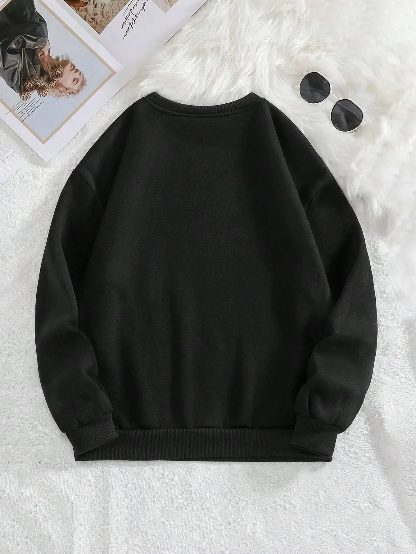 Street Women Sweatshirts Kawaii White Bow Rabbit Printing Hoodies Comfortable All-Math Pullover Crewneck Loose Female Tops