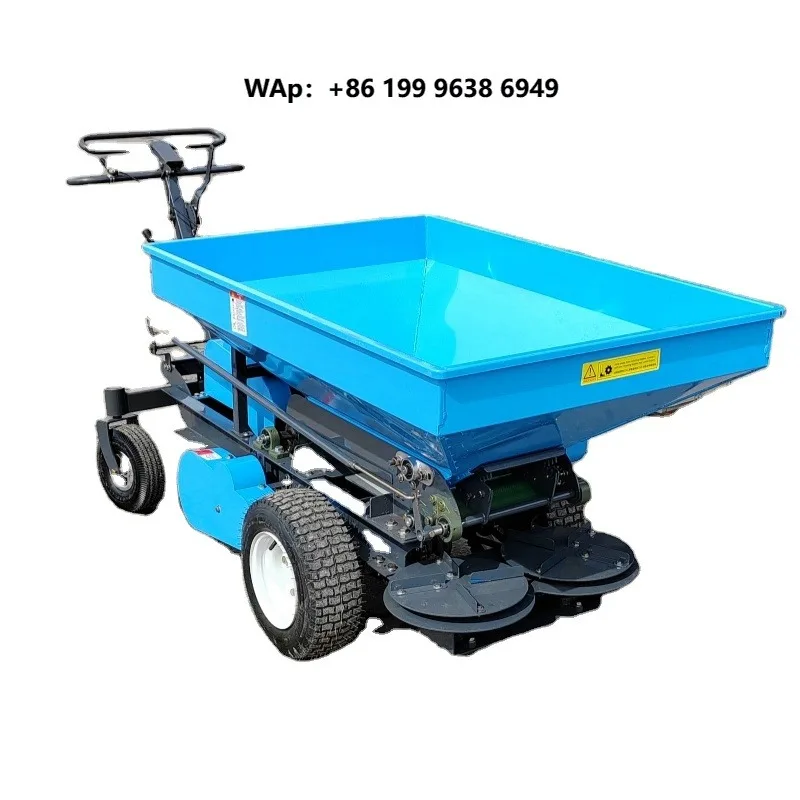 Self Propelled Motorized Composting Spreader Hand Pushed Dual Disc Adjustable  Lawn Garden Fertilizer Spreader 1 Year