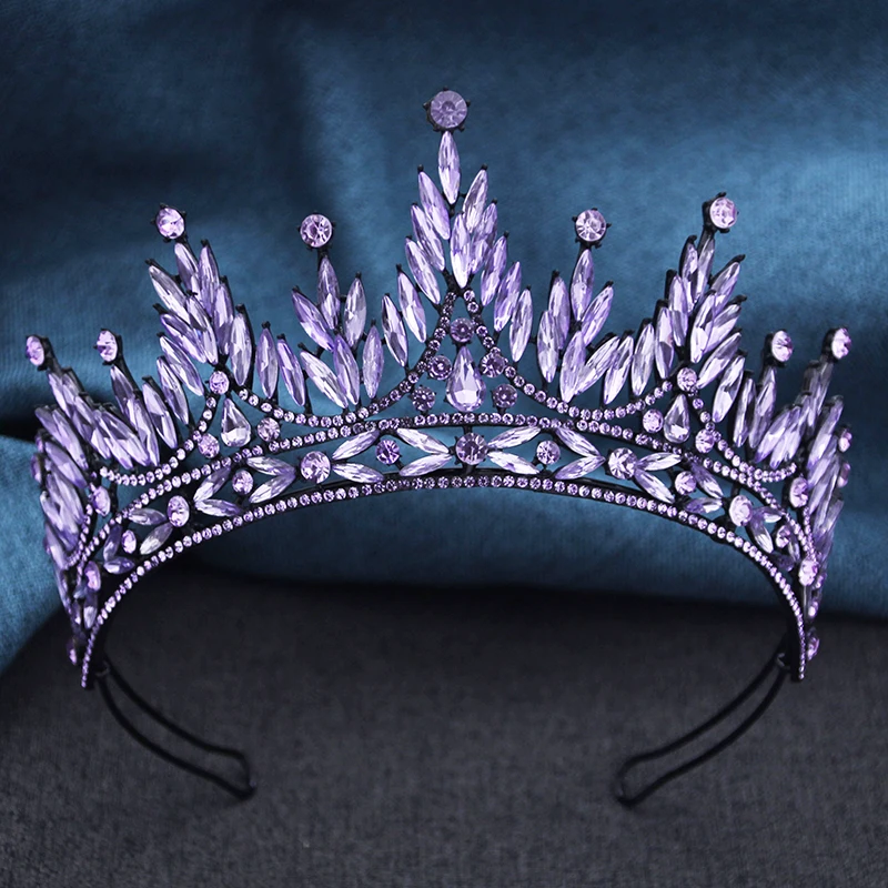 Copricapo da sposa viola di lusso diademi e corone di cristallo per abiti da sposa corona principessa accessori per capelli gioielli corona