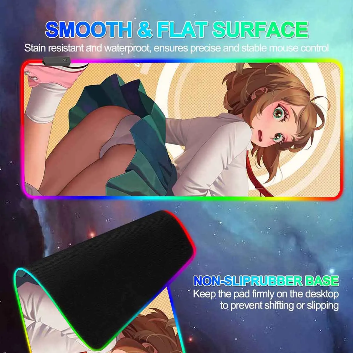 أنيمي بطلي الأكاديمية كبيرة عدم الانزلاق ماوس الوسادة Ochaco Uraraka LED الخلفية ماوس الوسادة الجدول Overwatch الألعاب لوحة المفاتيح حصيرة مكتبية