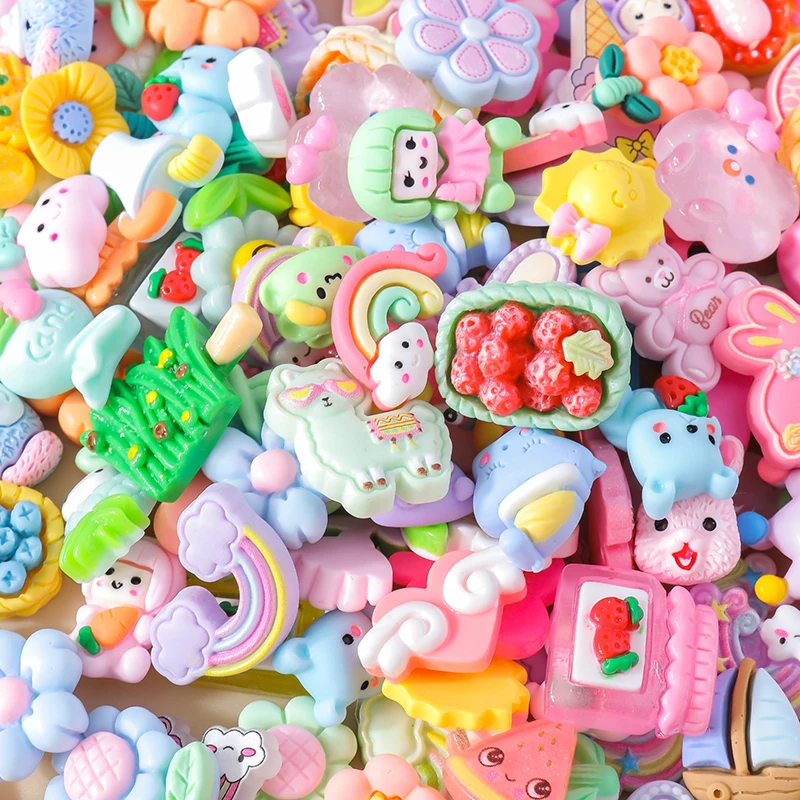 Leslie Random 10/20/30pcs Mixed Resin Food Flower Animal Nail Art Phone Case Hairpin Fridge Handmade DIY Charms Accessory