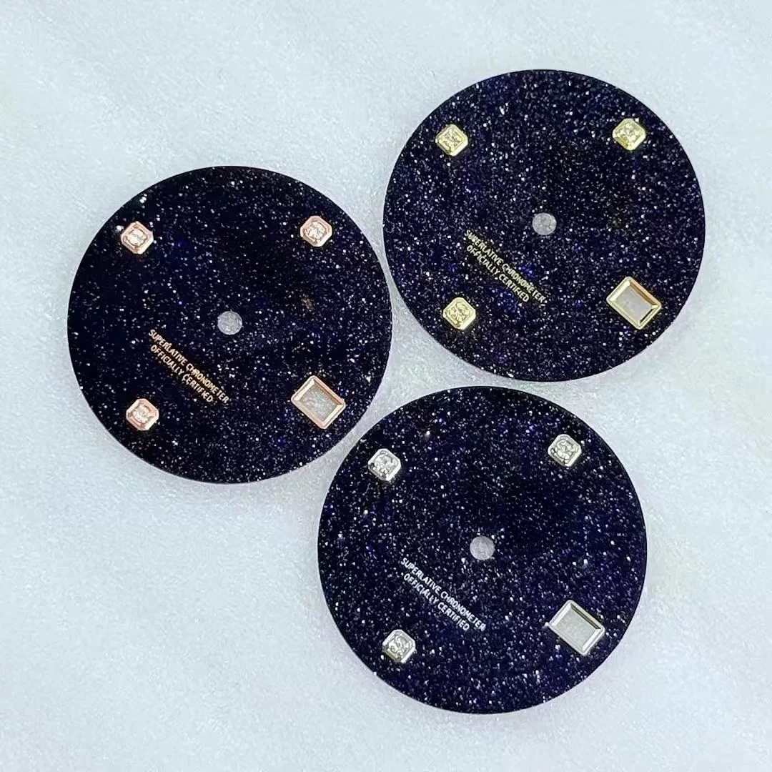 

Customized New 28.5mm Dial Natural Blue Gold Stone Gypsy Literal, Suitable for NH35 Movement Dial Watch Accessories