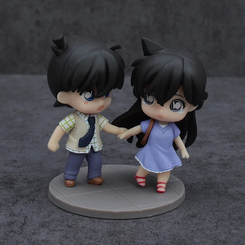 

Detective Conan Shinichi Kudo Ran Mori Chibi Figures Century Hand-Holding Scene Desktop Ornament Pc Case Decor For Anime Fans