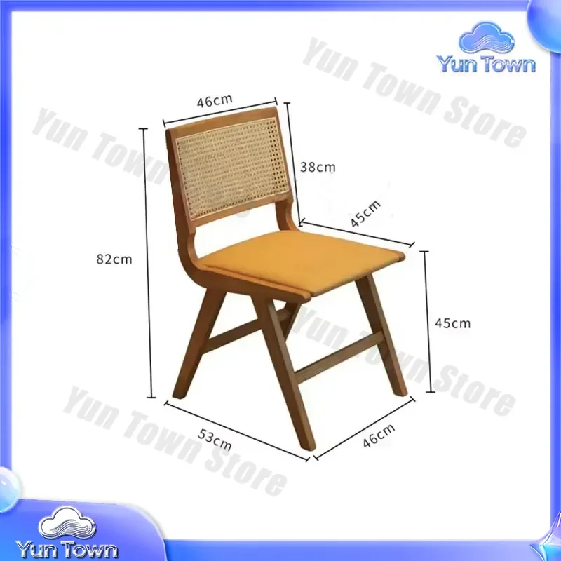 Nordic Retro Style Solid Wood Dining Chair with Rattan Backrest for Home B&B Chandigarh Japanese Minimalist Decor for Small