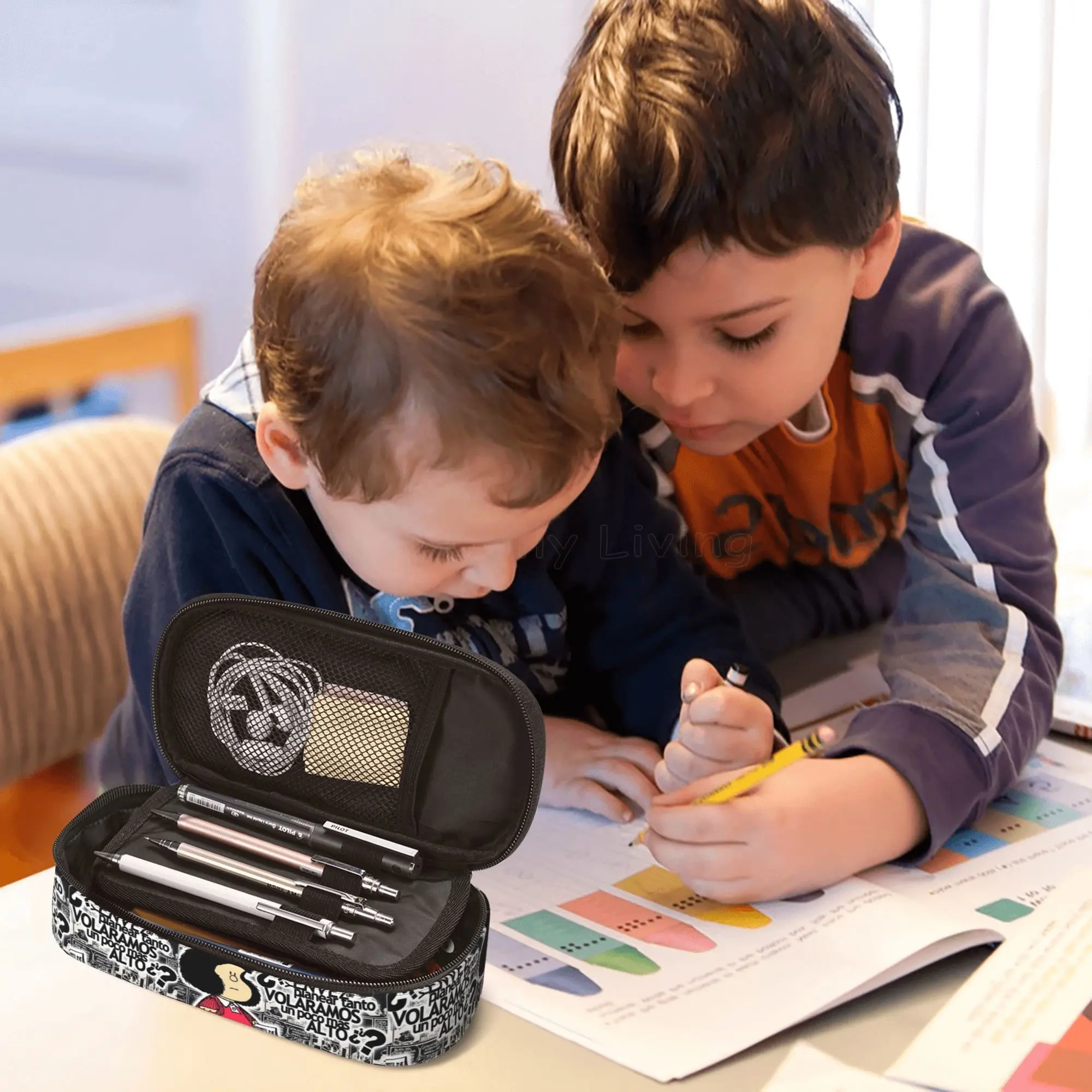 Mafalda Classic Fashion Pencil Bag borsa per cancelleria di grande capacità borsa per il lavaggio borsa per matite per studenti delle scuole medie