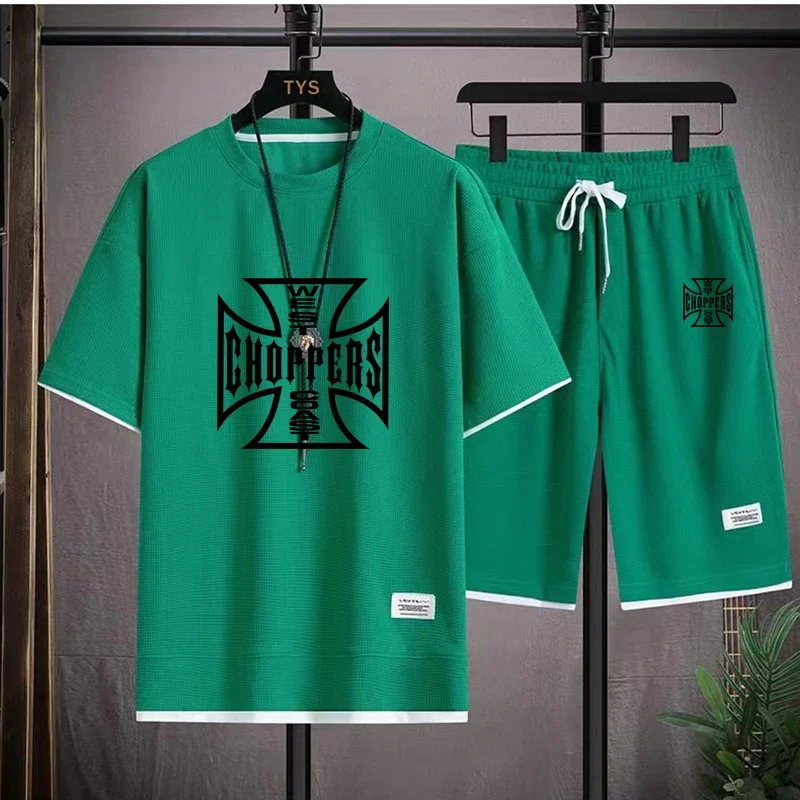 Men\'s designer clothing Breathable casual T-shirt + shorts two-piece summer loose sportswear Fitness jogging wear short-sleeved