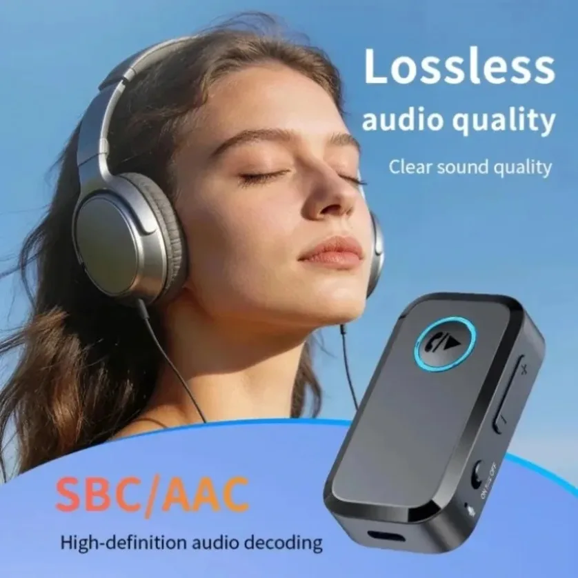 M68 Bluetooth 6.0 Audio Receiver 3.5mm AUX HiFi Wireless Adapter Built-in Mic 15H Battery for Car Home Stereo Speaker TV PC