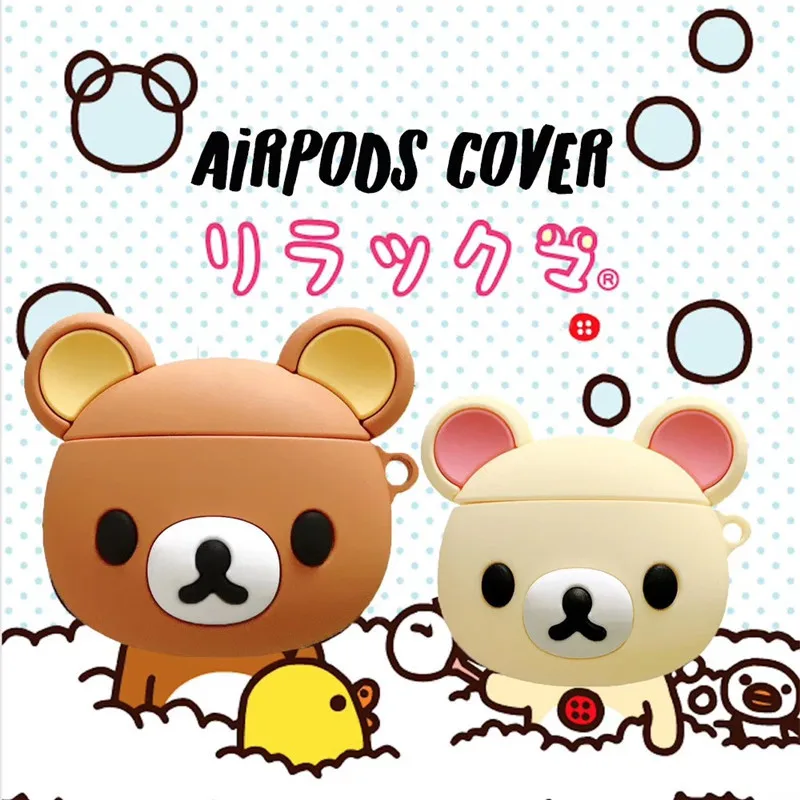 Custodie per auricolari Rilakkuma Bear per Airpods Pro 1 2 3 custodia protettiva per auricolari Wireless per Airpods Pro custodia per cuffie