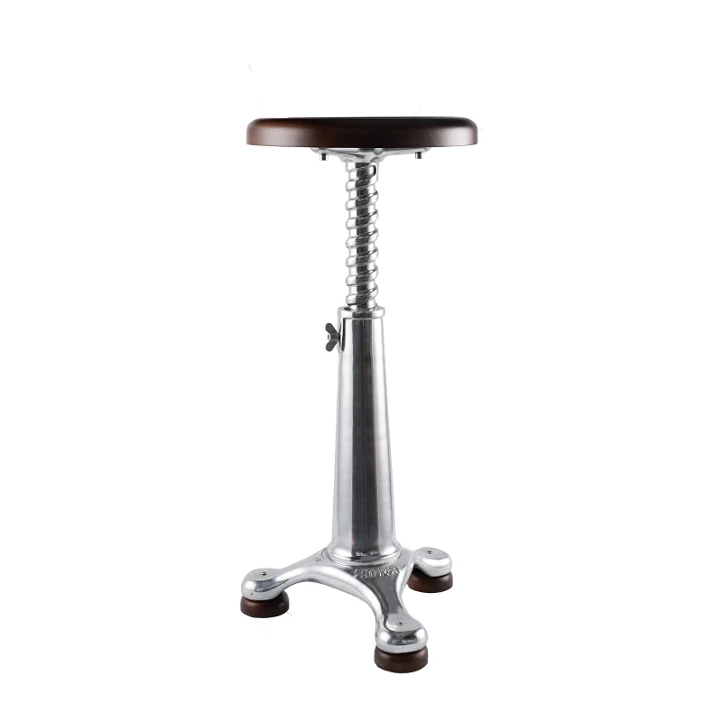 

Американский ретро литой алюминиевый подъемный высокий табурет из цельного дерева, спинка стула Shengjia, барный стул в индустриальном стиле