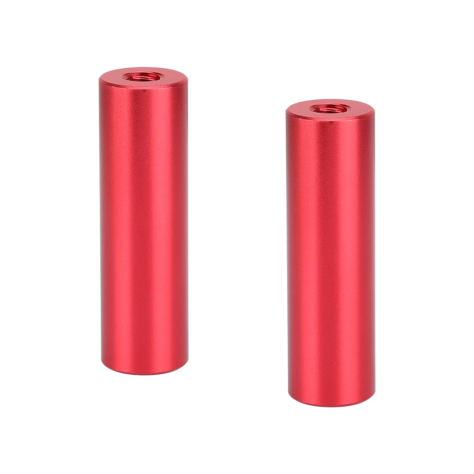 Camvate 2 "15mm micro haste de alumínio feito (vermelho & preto) com duplo-ended 1/4"-20 linhas femininas (2 peças)