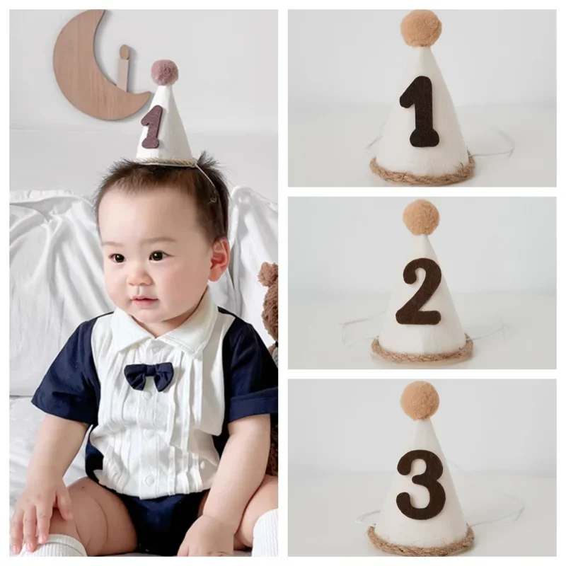 Small Retro Birthday Hat for Boy and Girl, Cone Birthday Hat, 1PC, 1PC, 2 Years, 3 Years, 4 Years, 5 Years, 6 Years, 7 Years