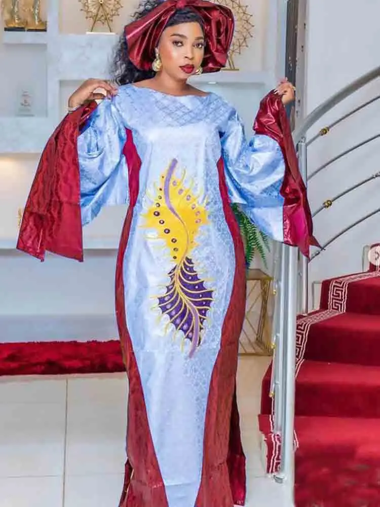 

Bazan-style printed long dress, elegant choice for celebratory dinners, seasonal traditional attire