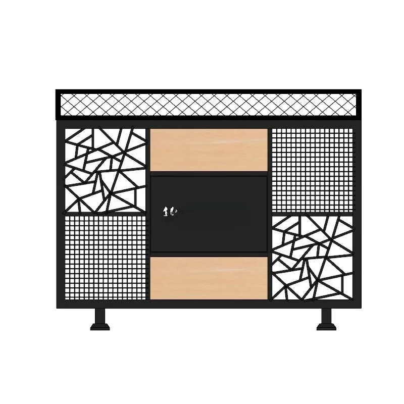 Wrought iron screen half green plant low industrial style partition bar restaurant hot pot fence