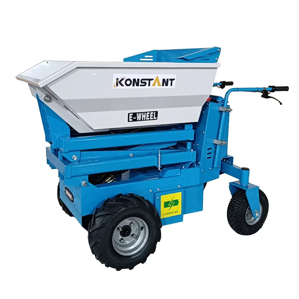 KONSTANT Electric Four-Wheel Mini Dumper Battery Powered Wheel Barrow with Engine for Concrete Work Factory Price