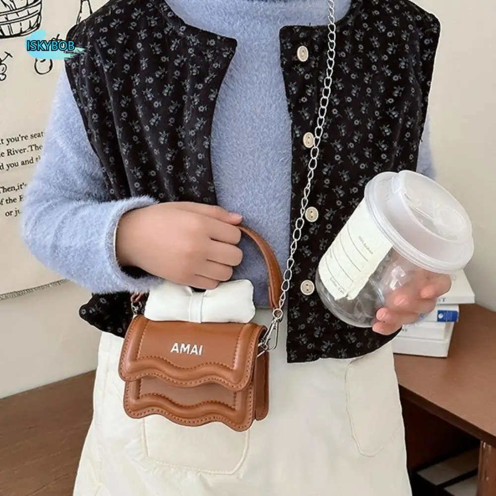 

Solid Color Mini Bow Crossbody Bag PU Leather Small Square Bag Sweet Shoulder Bag Messenger Bag Chain Children Handbag Children