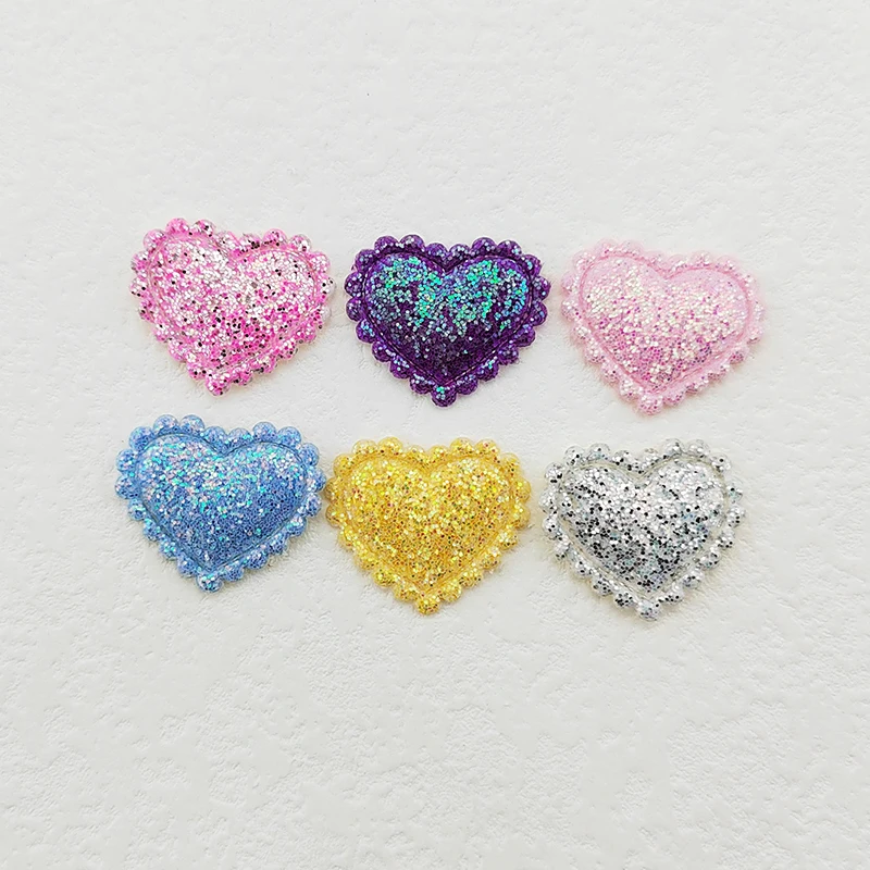 100 Stück 2,5x2,1CM Mini Glänzende Herz-Applikationen zum Aufnähen auf Kleidung, Hüten, DIY-Kopfbedeckungen, Haarspangen, Schleifen-Deko-Accessoires – Detail 7