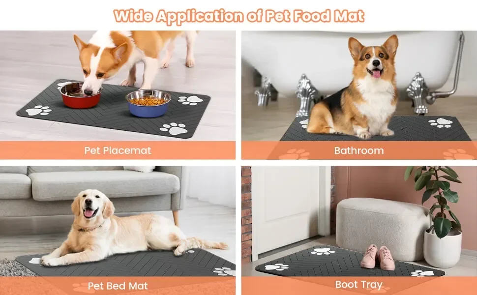 Haustier-Fressmatte Saugfähige Tierfressmatte aus Kieselgur Große Hunde- und Katzen-Fressmatte Schnell Trocknende Wasserdichte Futternapfunterlage – Detail 4