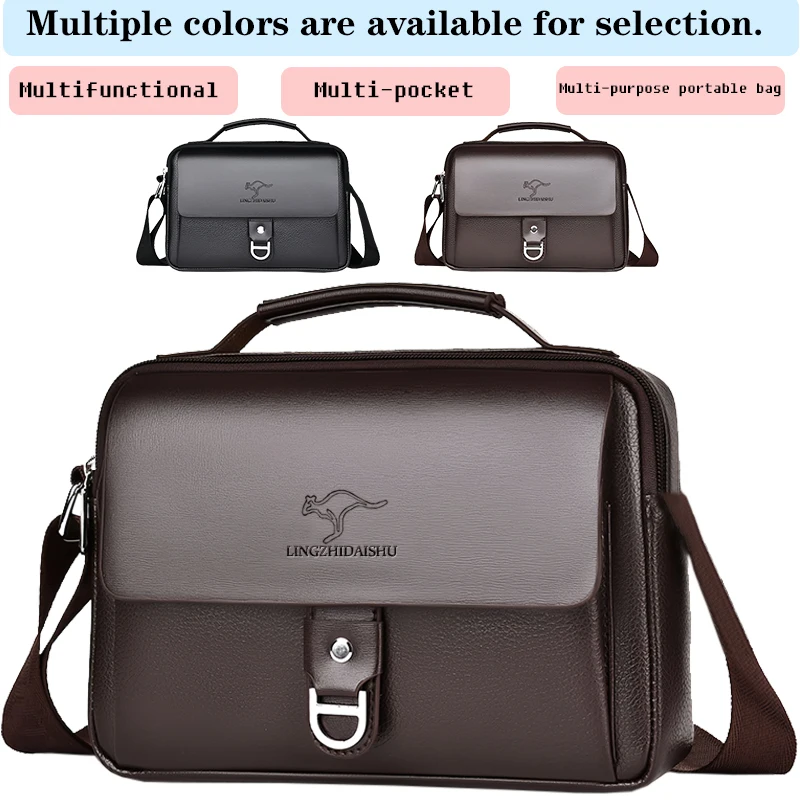 Premium Quality Leather Crossbody Bag, Men's Stylish Shoulder Handbag with Secure Buckle, Great for Business Trips