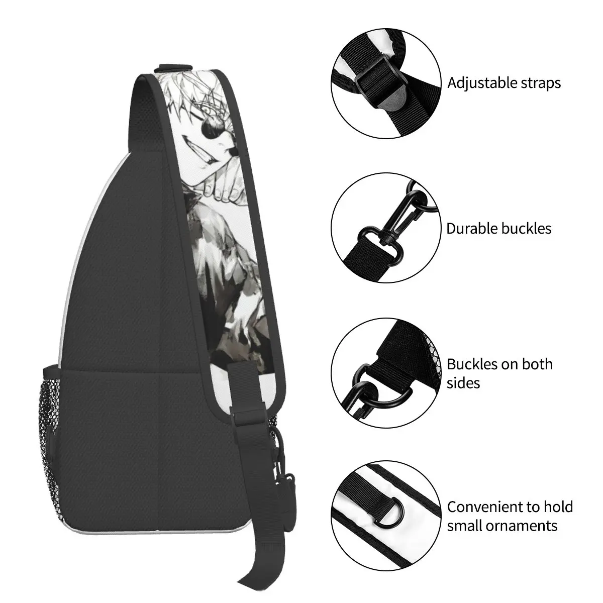 Jujutsu Kaisen Anime Manga Small Sling Bags Chest Crossbody Shoulder Sling Backpack Travel Hiking Daypacks Gojo Satoru Pattern