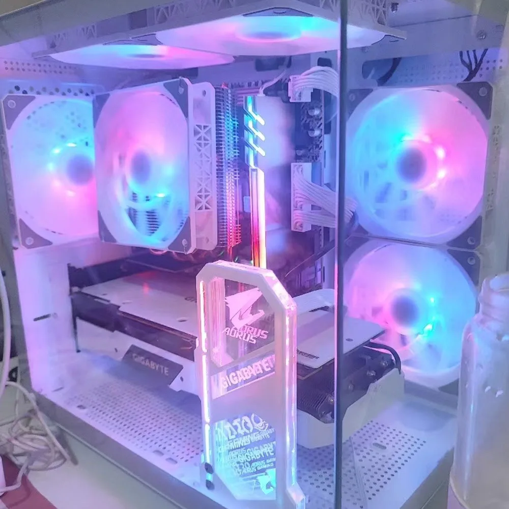 DIY Mirror VGA Holder ARGB Gamer Cabinet 5090 5080 Vertical GPU Bracket Support Jack AURA Sync PC Accessories 3090 4070 4090