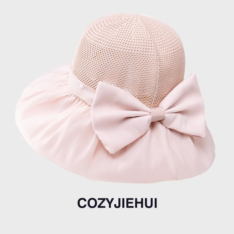 2026 Spring Summer Women Straw Spliced Mesh Bucket Hat, Fashion Versatile Sun Shade UV Protection Sun Hat