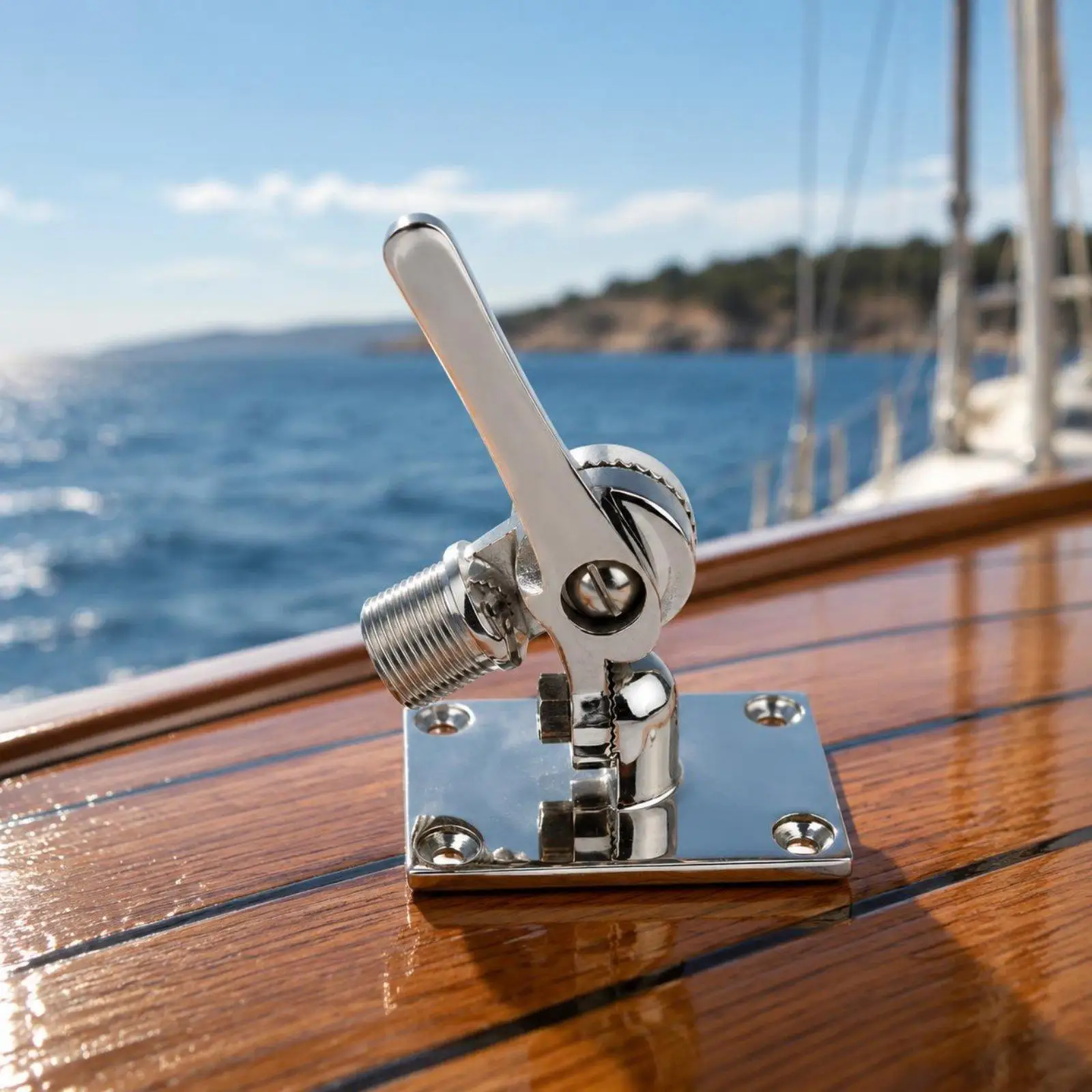 Marine Adjustable Antenna Mount Stainless Steel Double Axis Swivel Base for Yacht Boat Durable Hardware