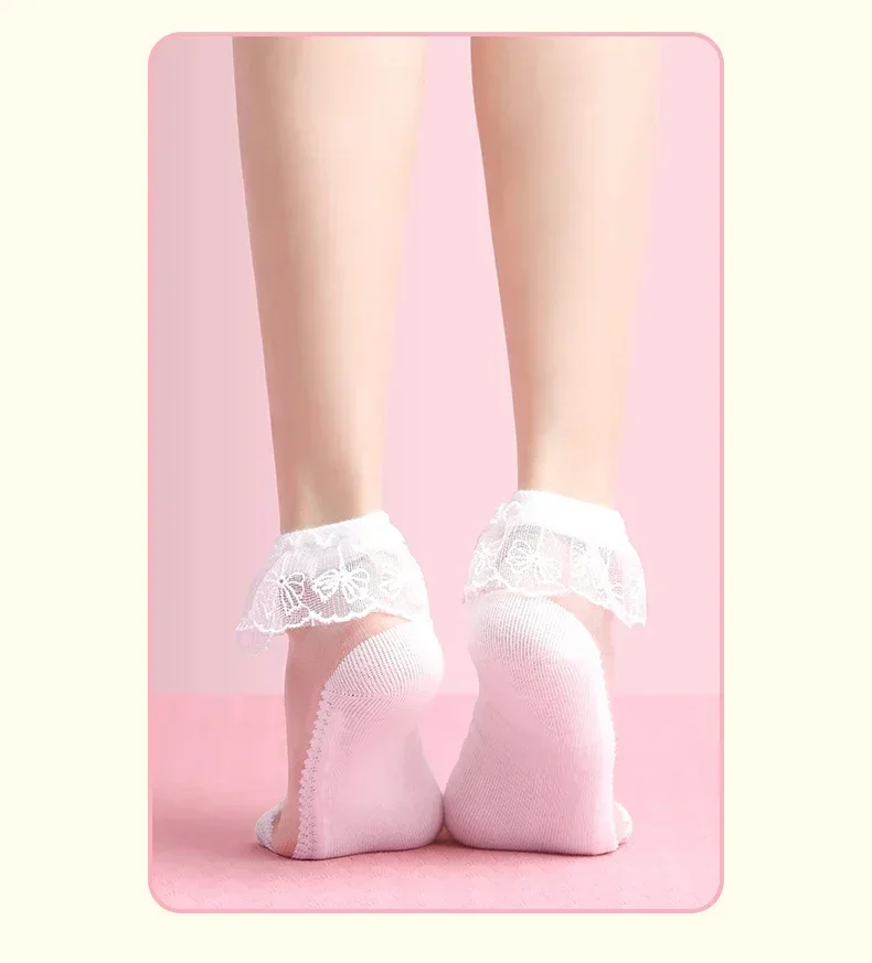 Baby Girls Socks White Lace Ankle Socks  Kids Cotton Short Socks Children Cute Footlet Socks 1Pairs