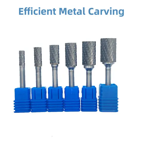6mm A/AX Type Cylinder Head Tungsten Carbide Alloy Rotary File Drill Milling Carving Bit Point Burr Die Grinder Abrasive Tools