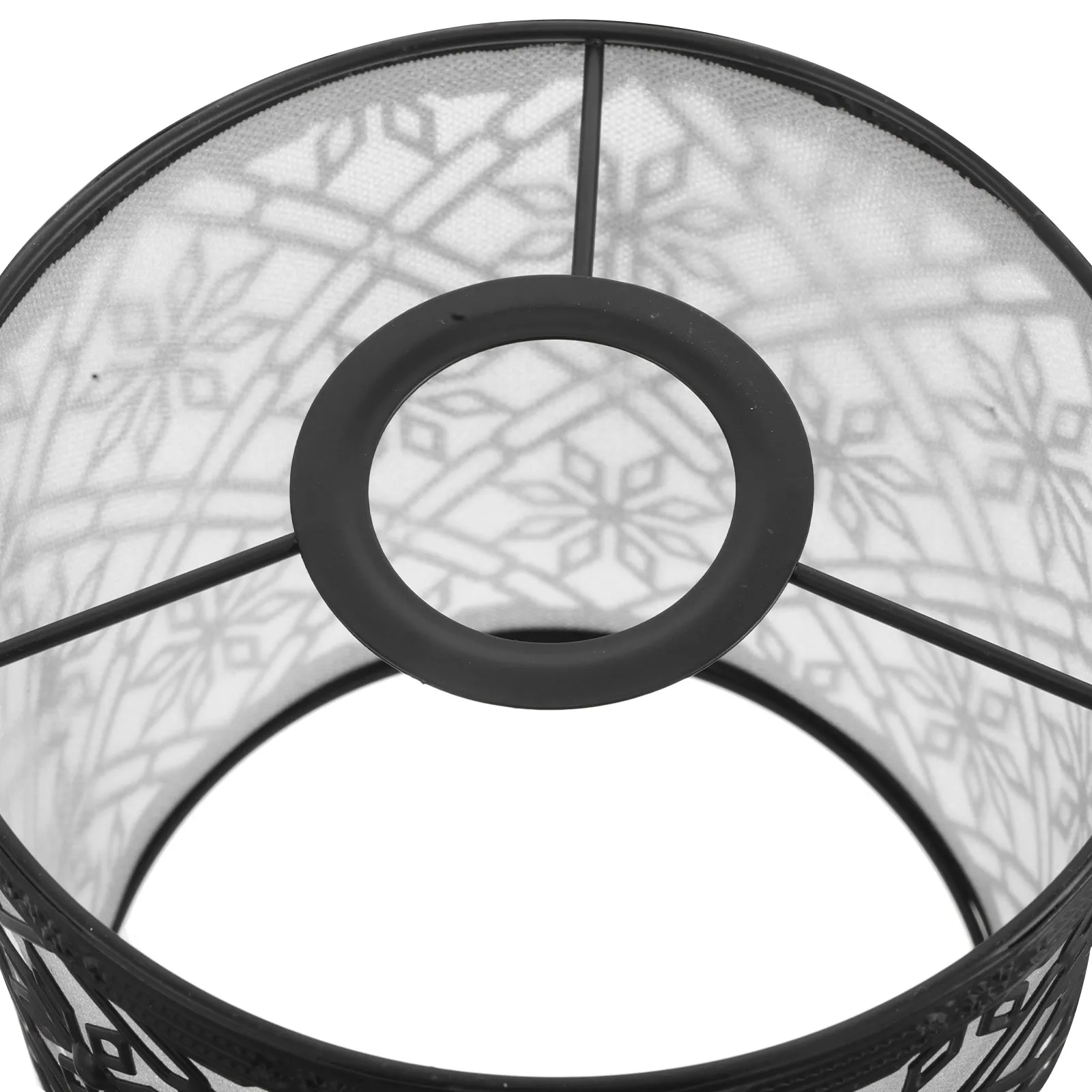 E27 Drum Lamp Shade Iron Hollow Floral Pattern Cylindrical Metal Light Shade for Table Bedside Floor Lamp Replacement
