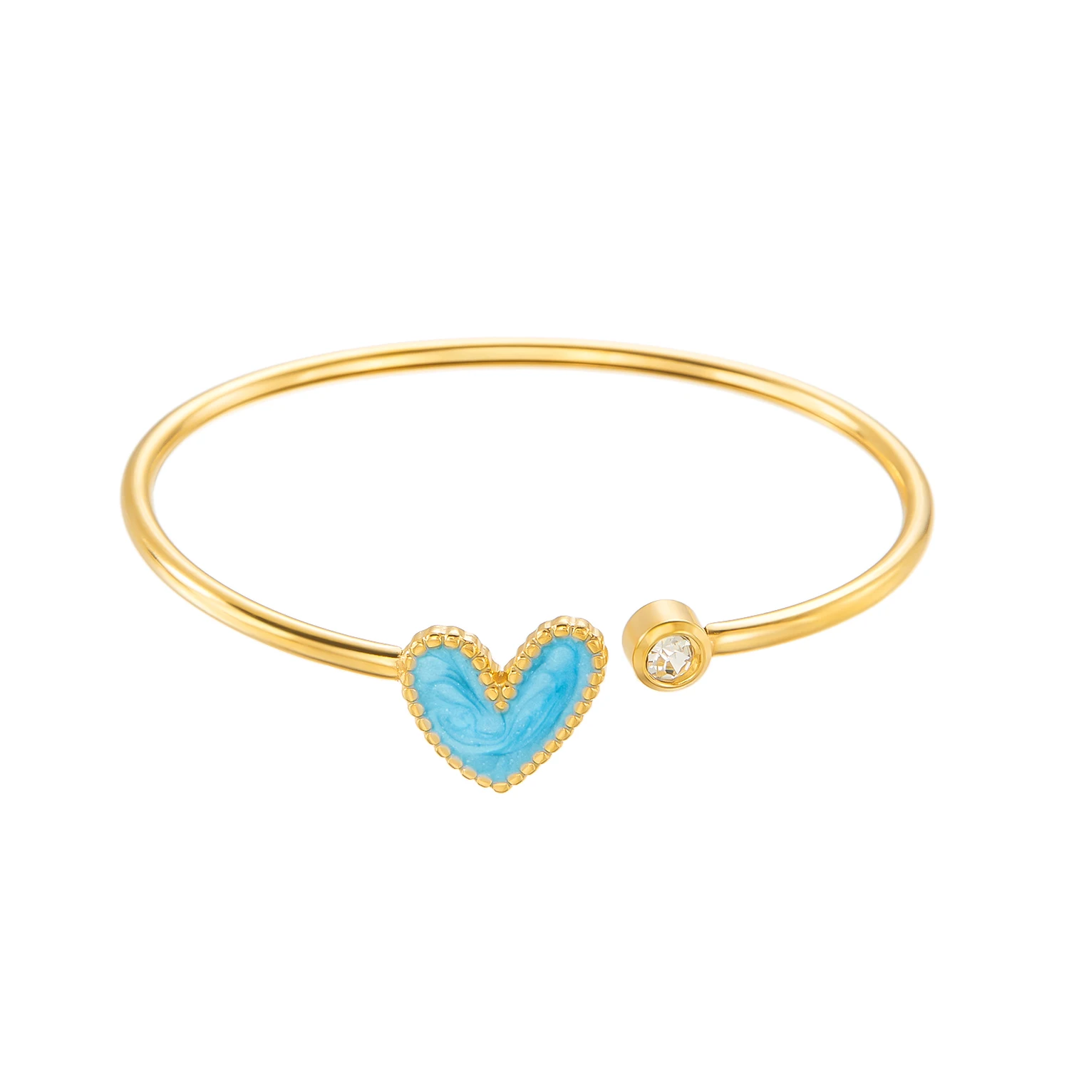 Neue Trendy Vergoldete Einfache Herz Manschette Armreifen für Frauen Hohe Qualität Edelstahl Kristall Armbänder Wasserdicht Schmuck – Detail 19