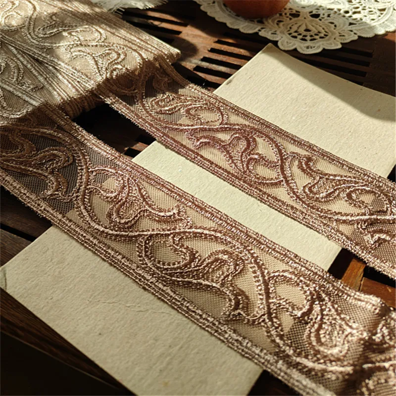 

10Yards 5.5cm Wide Shiny Brown Flower Venise Diy Venice Lace Clothing Accessories Of Various Garment,Bra.Underwear