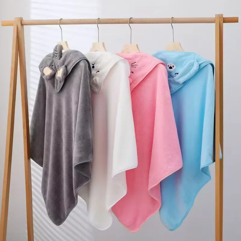 Children's Towel Cloak Quick-Drying Coral Velvet Robe Cartoon Cape Baby Darling Hooded image 5