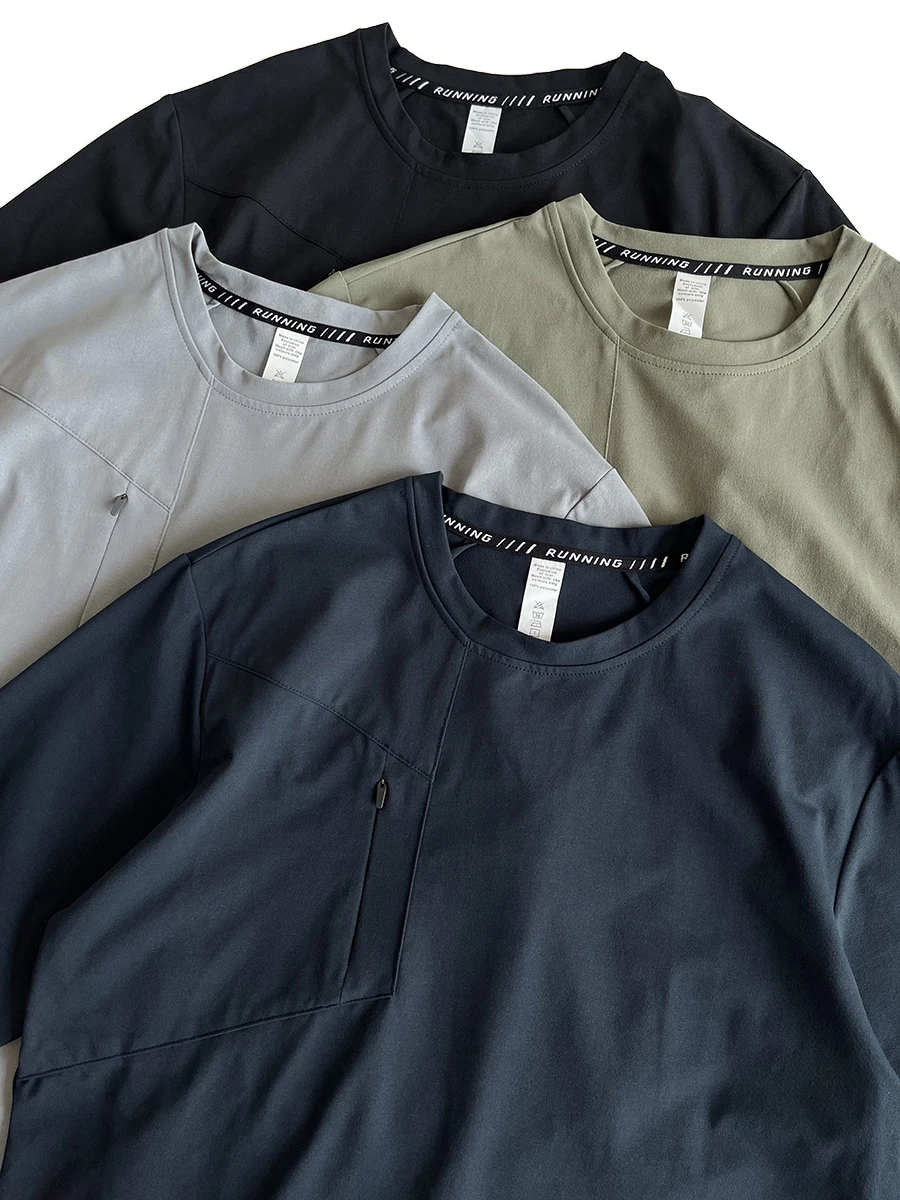 Outdoor Men's Long Sleeve T-Shirt Quick Dry Breathable Casual Thin Polyester Functional Pocket Design Spring Autumn Fashion