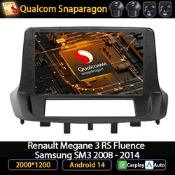 Andoird 14 Car Radio For Renault Megane 3 RS Fluence Samsung SM3 2008 2010 2014 5G WIFI GPS BT 4G LTE DVD Navigation AUTO 2 DIN