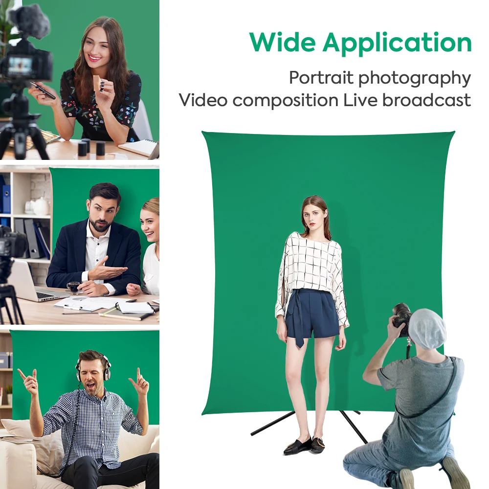 Photo Chromakey Backdrop system 150cm*200cm (W X H) Muslin Green Screen Background Stand Kit for Display Game Studio