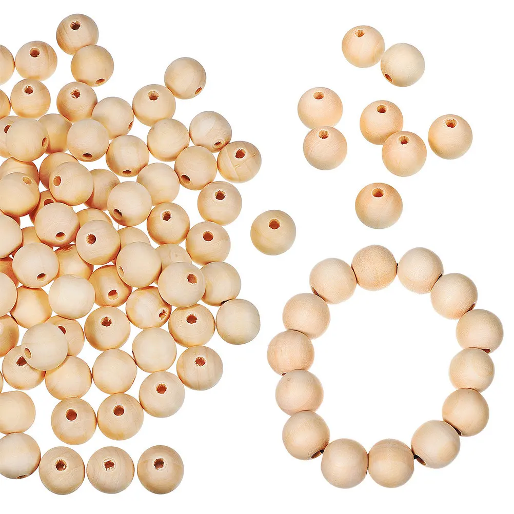 300Pcs Natural Round Unfinished Wood Beads Loose 20Mm Craft Spacer Beads DIY Jewelry Making Garland Wood Balls for Crafting