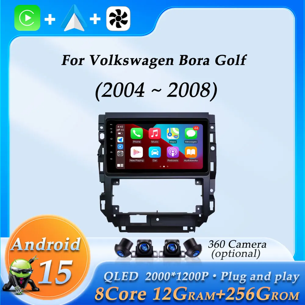 

Car Radio Video Audio Multimedia Player for Volkswagen Bora Golf 2004 - 2008 Wireless CarPlay GPS Navigation DSP Stereo BT WiFi