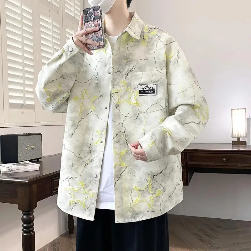 

Men's Casual Cotton irt Jaet Turn-down Collar Youthful Sle Spring Autumn Faion Brand Slim Fit Long Sve Travel Ready