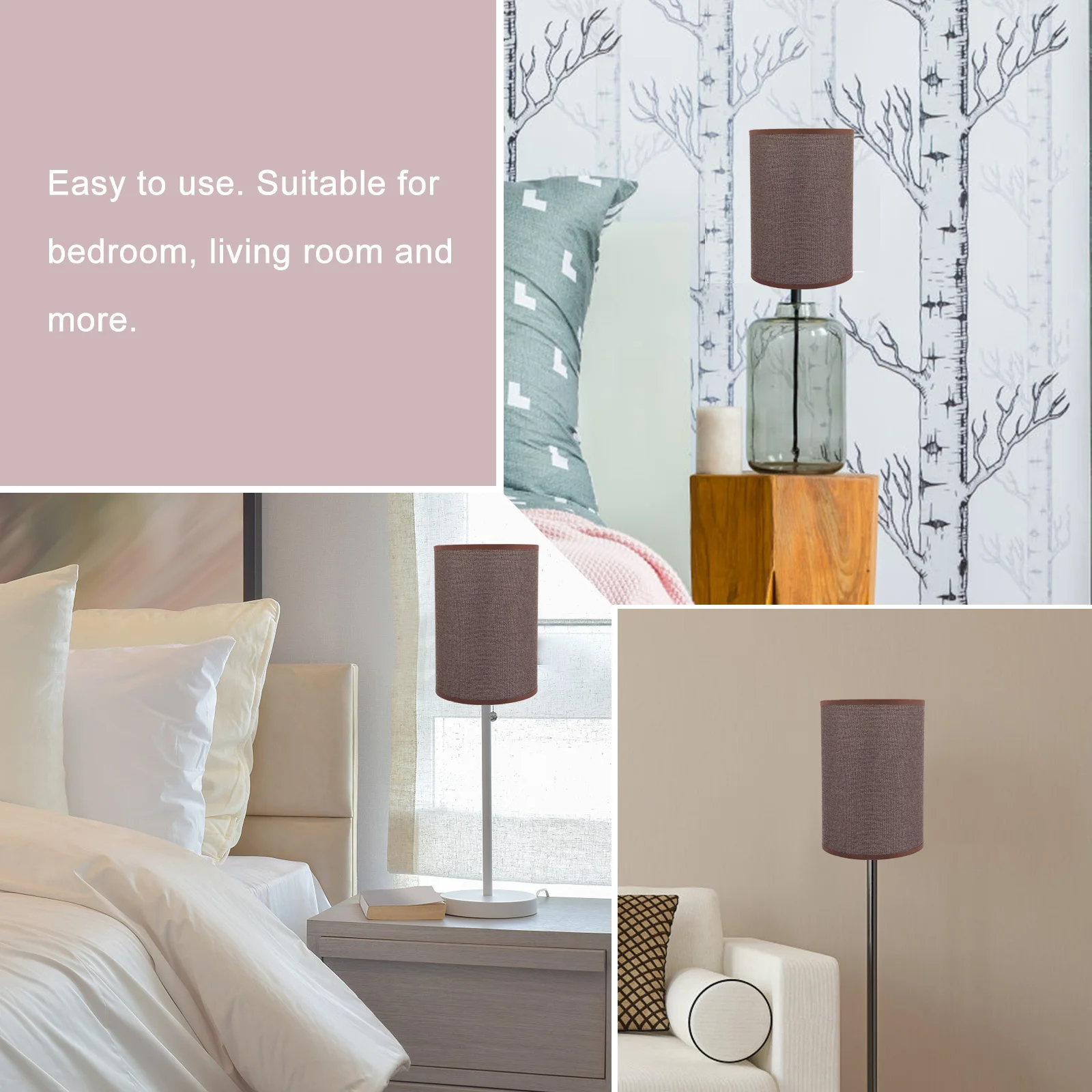 

Cylinder Lamp Shade Fabric Material Sturdy Lampshade for Table Desk Lamp Living Room Bedroom Light Shades