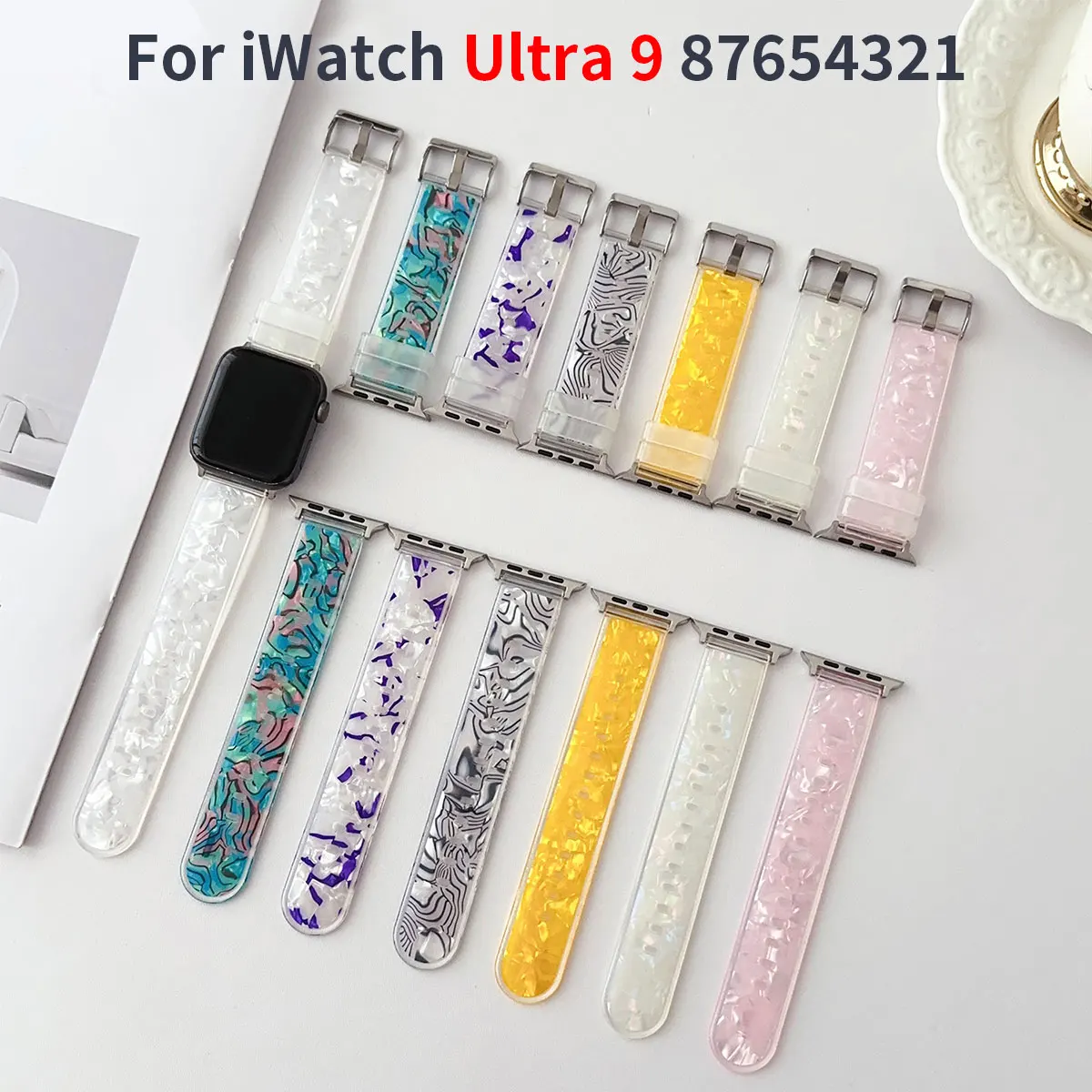 

Shell TPU strap for Apple Watch 49mm strap 45mm 44mm 40mm 38mm 41mm Colorful Sports strap for iWatch Series Ultra 9 8 7 SE 6 5