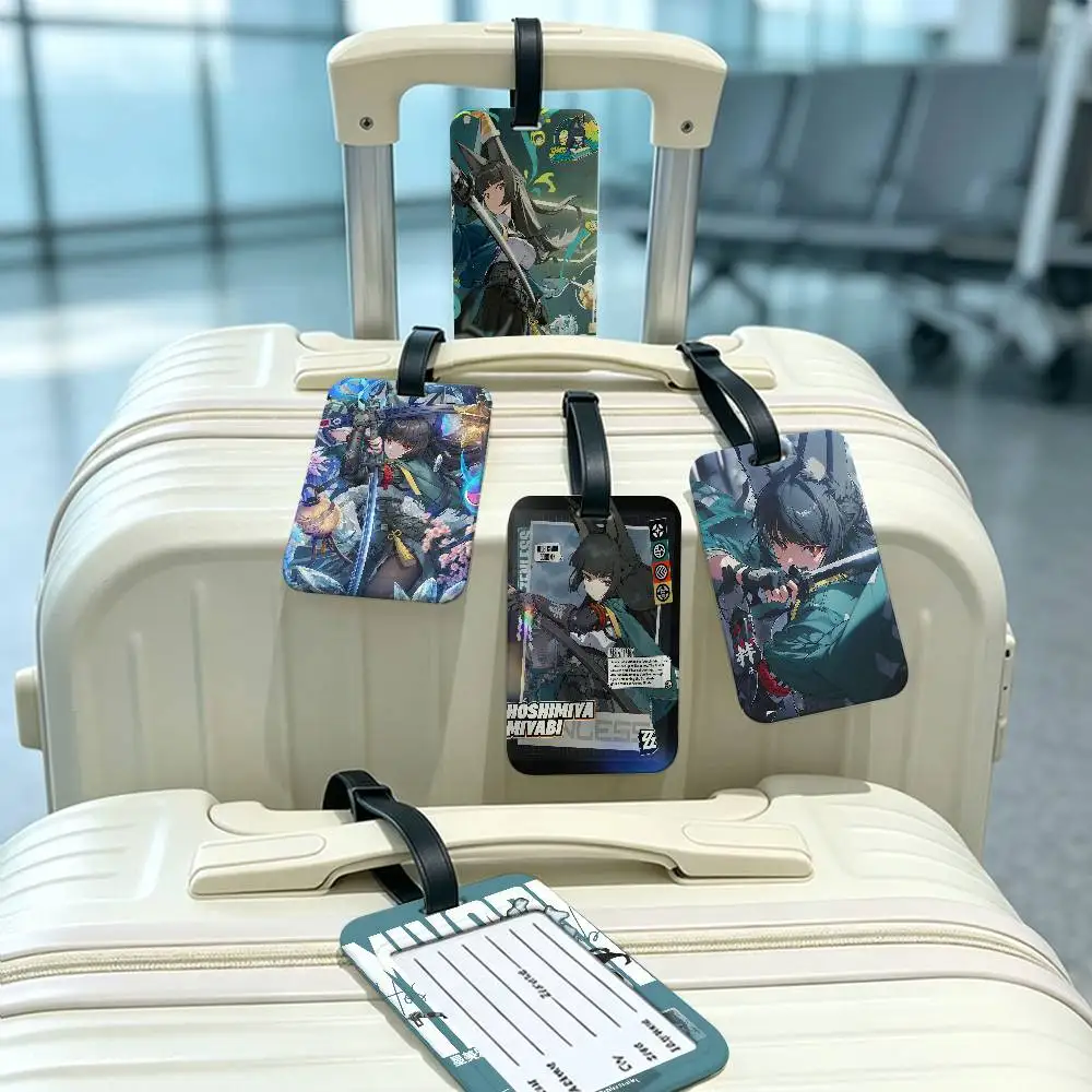 Zenless Zone Zero Hoshimi Miyabi Universal PVC Luggage Tag Anti lost With Information Card Suitcase Backpack Identification