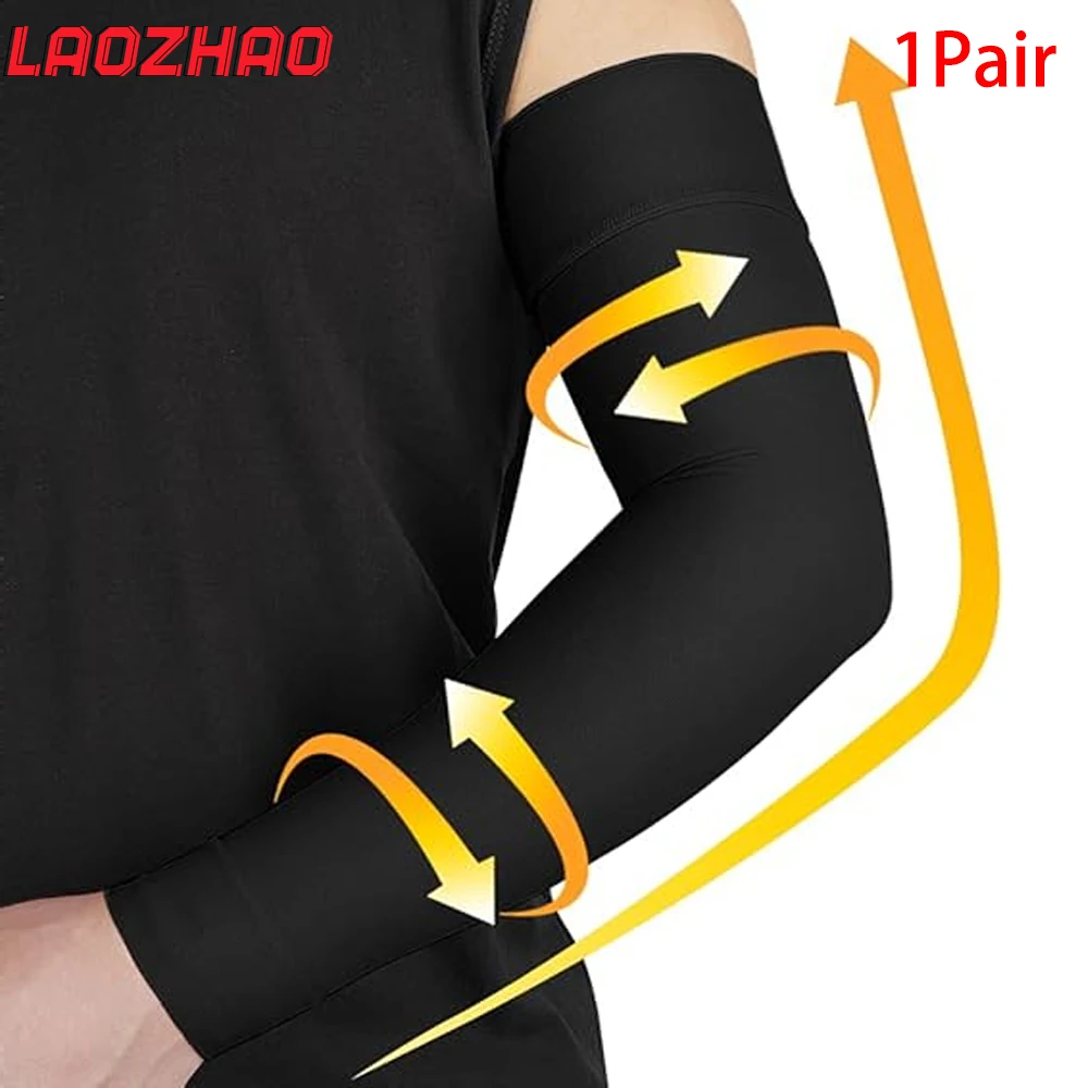 1Pair 20-30 mmHg Compression Arm Sleeves for Men & Women – Firm Graduated Compression Full Arm Support for Lymphedema, Swelling