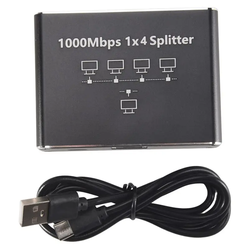 

Stylish-5 Port Gigabit Ethernet Switch With USB Power Cable, 1000Mbps Ethernet Splitter 1 To 4 Out , For Cat 5/5E/6/7/8 Easy To